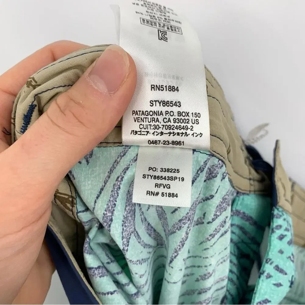 PATAGONIA Stretch Wavefarer Boardshorts Rain Fern Speckle Vjosa Green 30